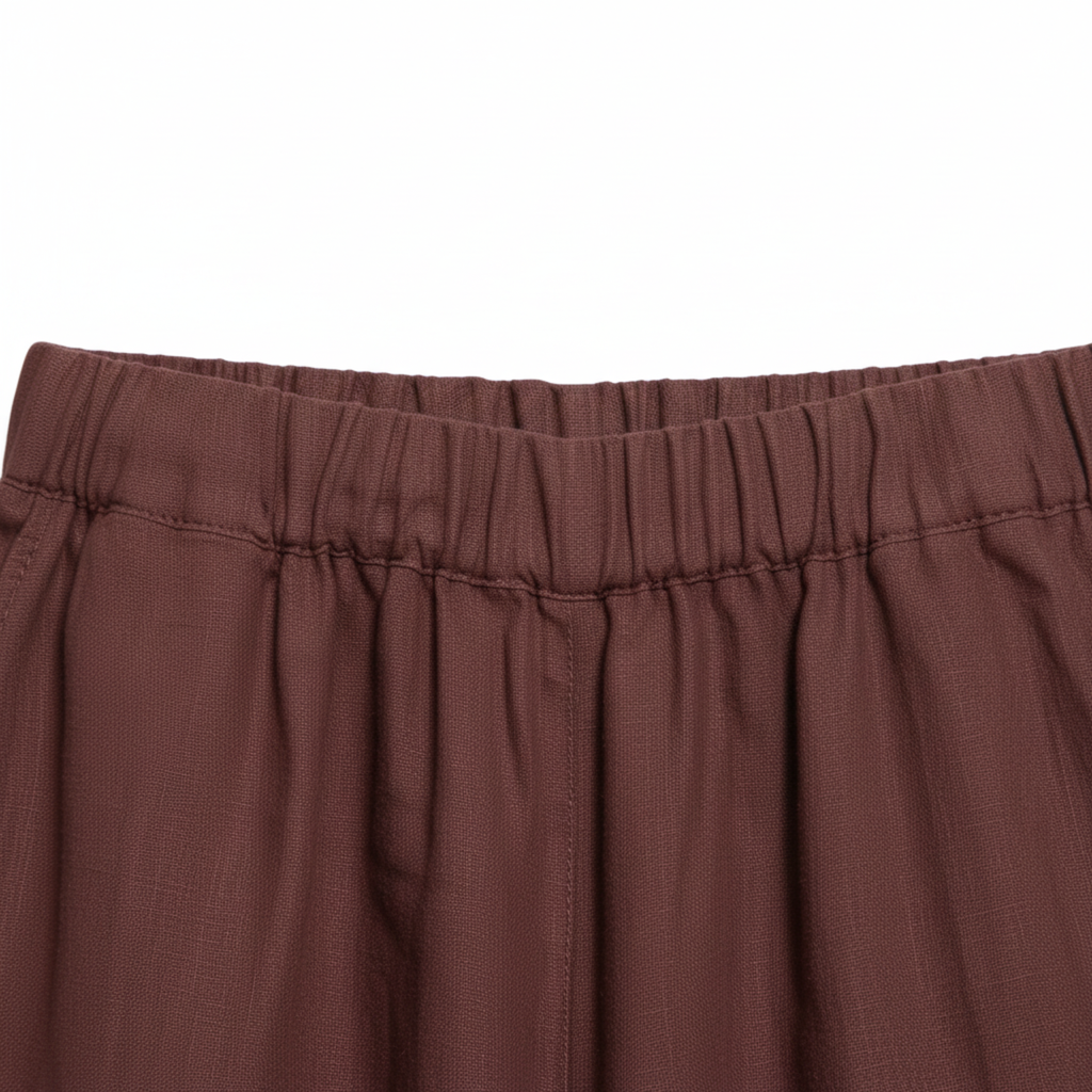 Pantalon Large en Lin pour Femme avec Taille Élastiquée et Coupe Courte