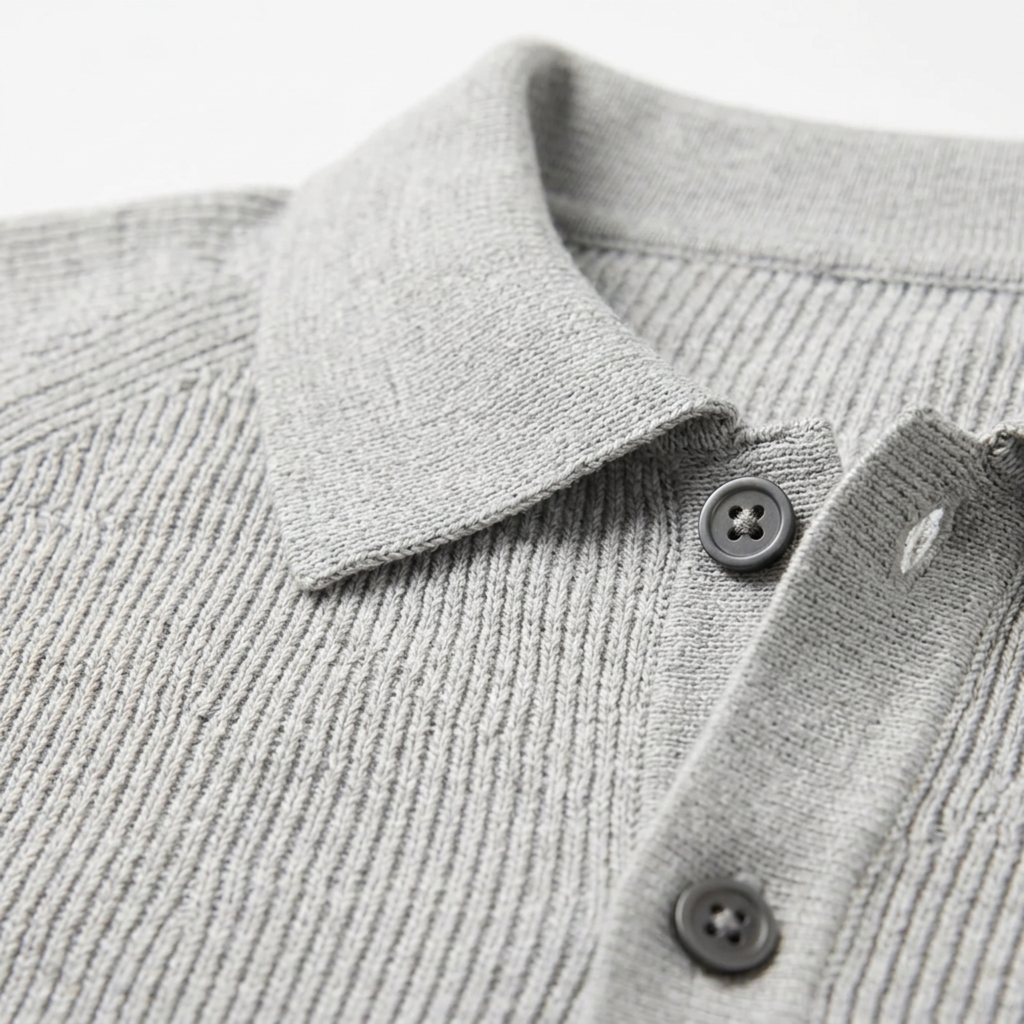 Polo pour homme — maille côtelée — tenue décontractée