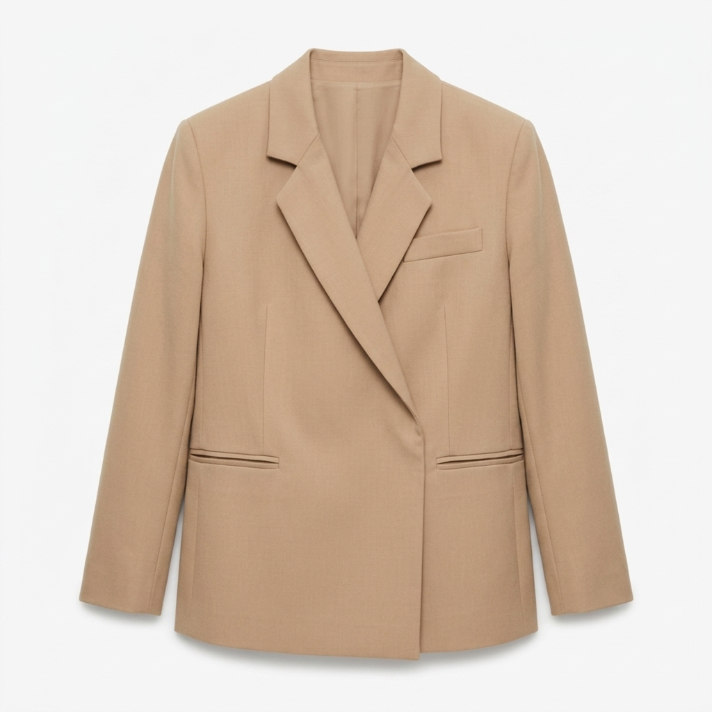Blazer en Polyester Femme – Fente Latérale et Boucle Dissimulée Coupe Ample