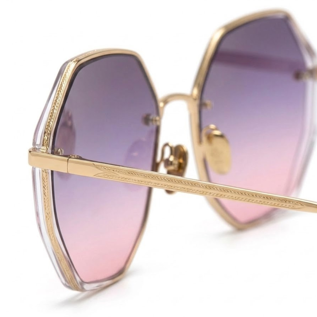 Lunettes de soleil oversize sans monture avec verres dégradés géométriques
