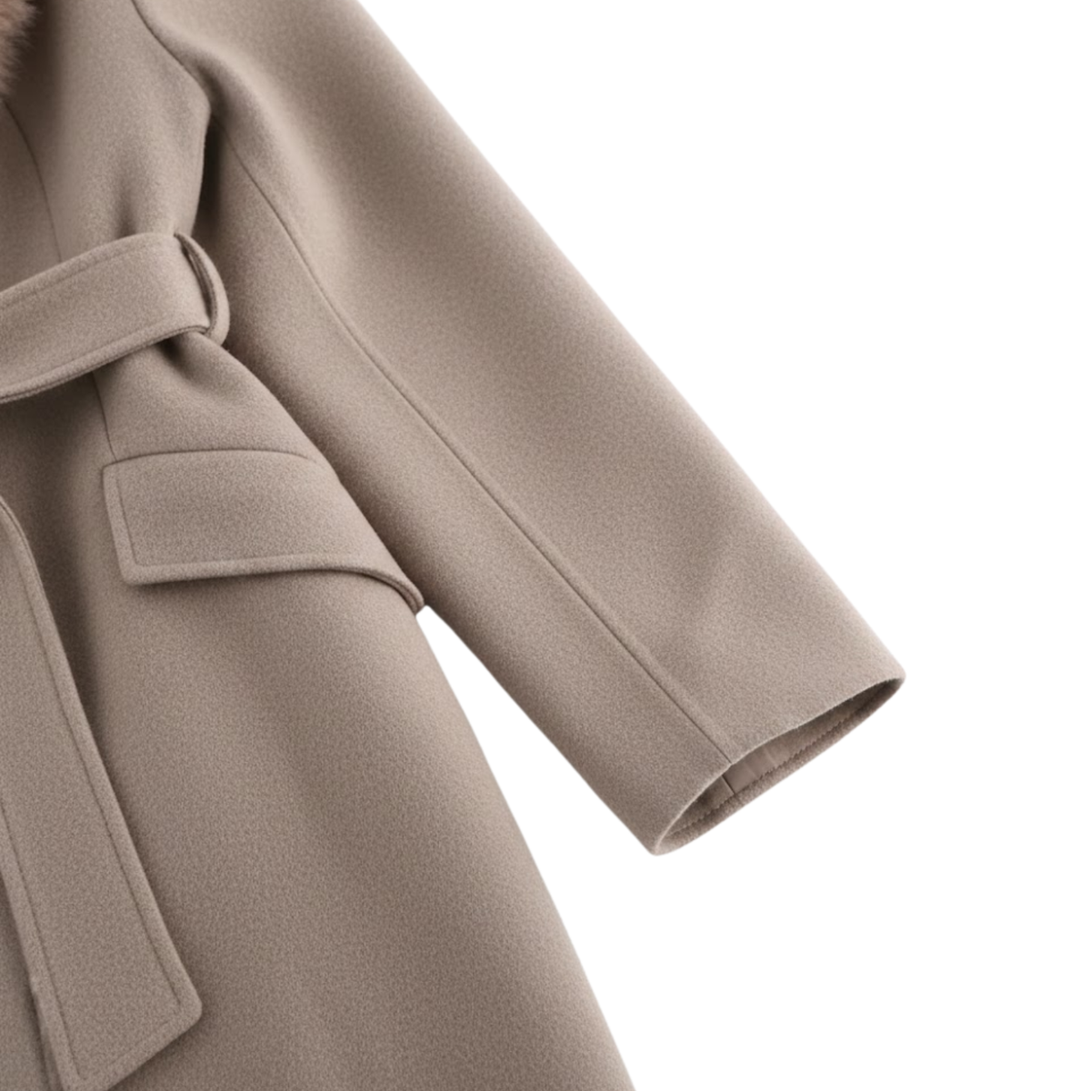 Manteau Femme Chaud ceinturé à Col en Fourrure pour l’Automne et l’Hiver