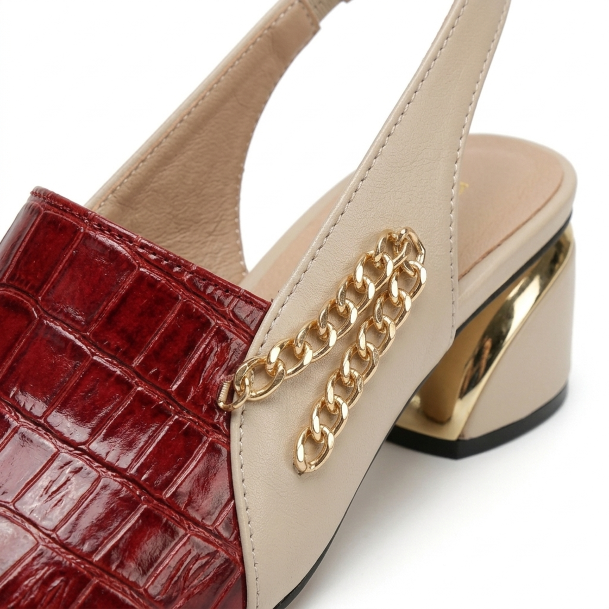 Nu-pieds slingback femme — talon carré et bout ouvert — bureau