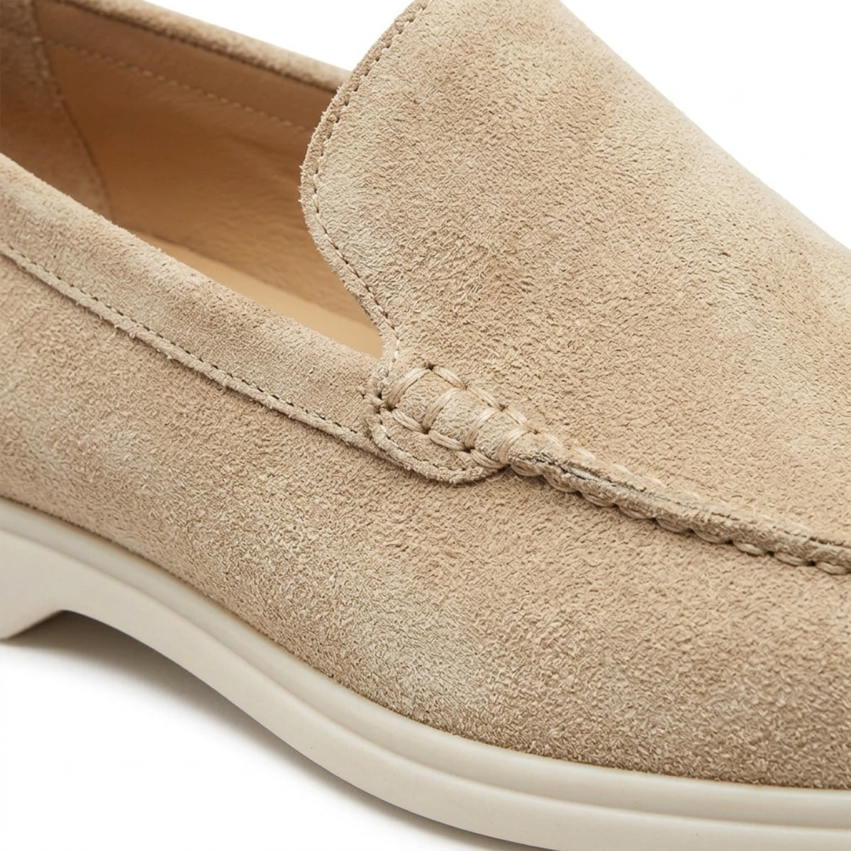 Mocassins en daim pour homme — semelle en caoutchouc — confort quotidien