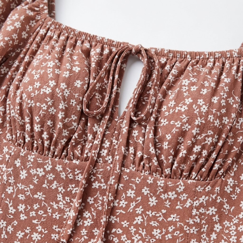 Robe longue grande taille à manches bouffantes imprimée
