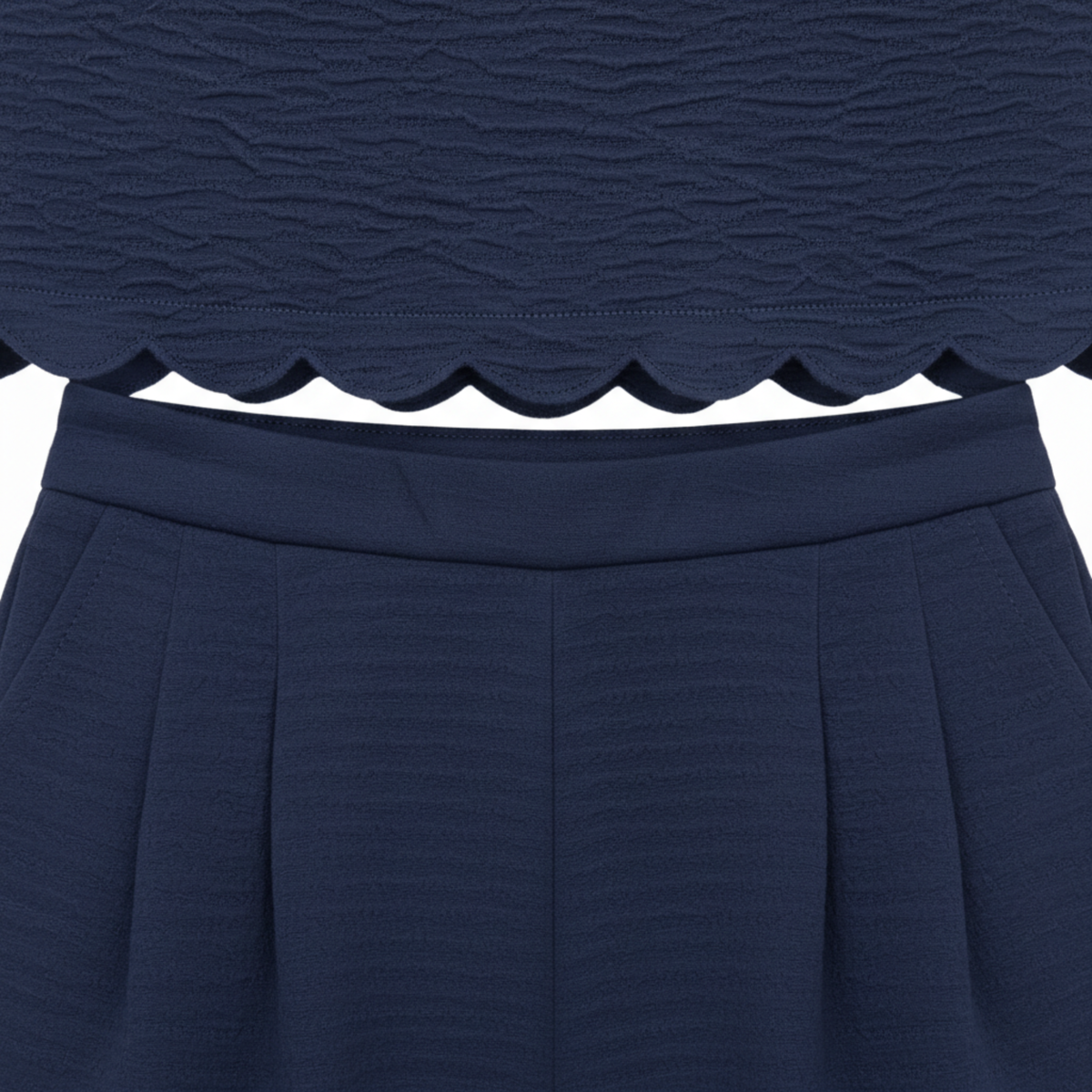 Ensemble deux pièces pour femmes : top sans manches à bordure coquillage et pantalon large longueur cheville
