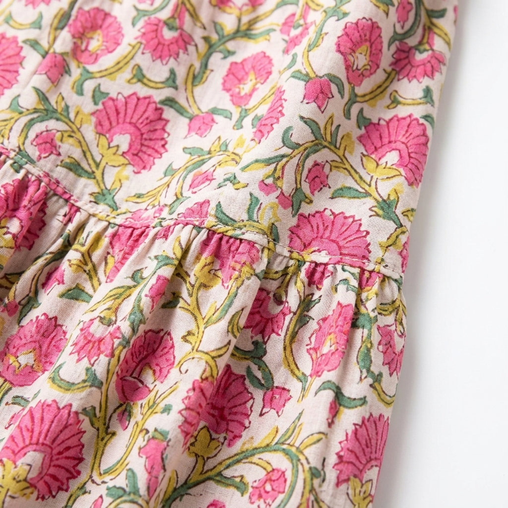 Jupe maxi longue fleurie — taille haute évasée — vacances d'été