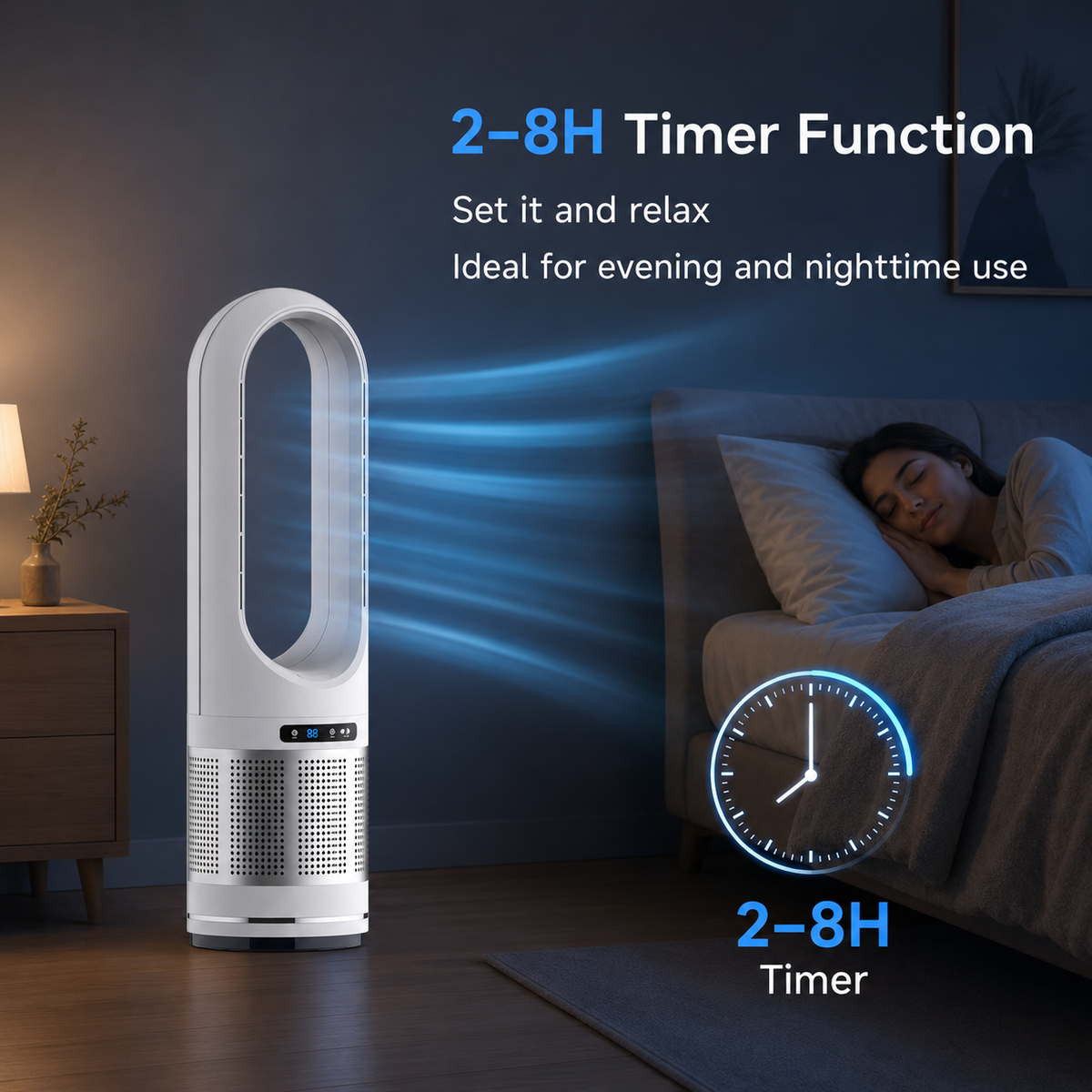Ventilateur Colonne Sans Pales avec Télécommande et Oscillation