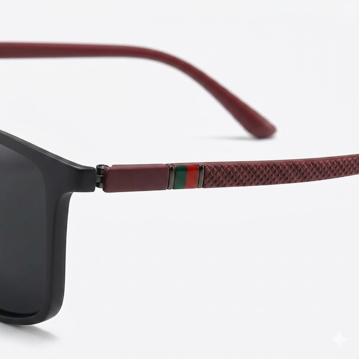 Lunettes de Soleil Polarisées Carrées avec Branches Antidérapantes et Charnières à Ressort