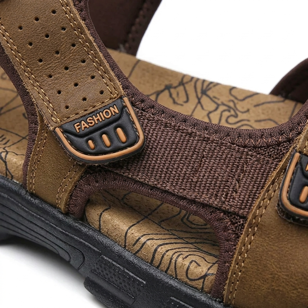 Sandales en cuir homme — bride velcro — marche et extérieur