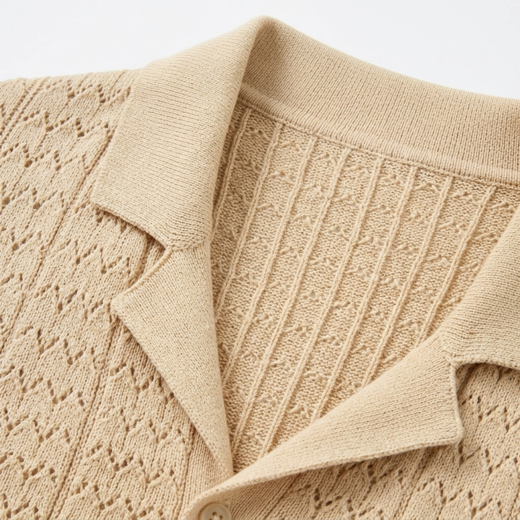 Polo en maille pour homme — motif jacquard — style rétro décontracté