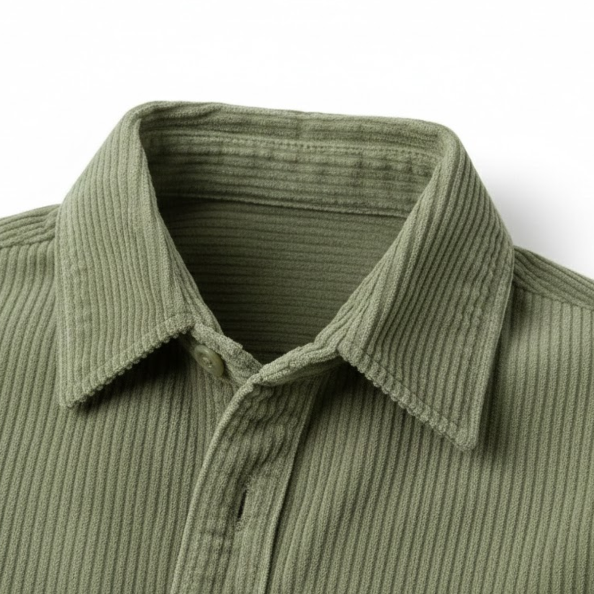 Chemise en velours côtelé pour homme avec col rabattu et poche poitrine