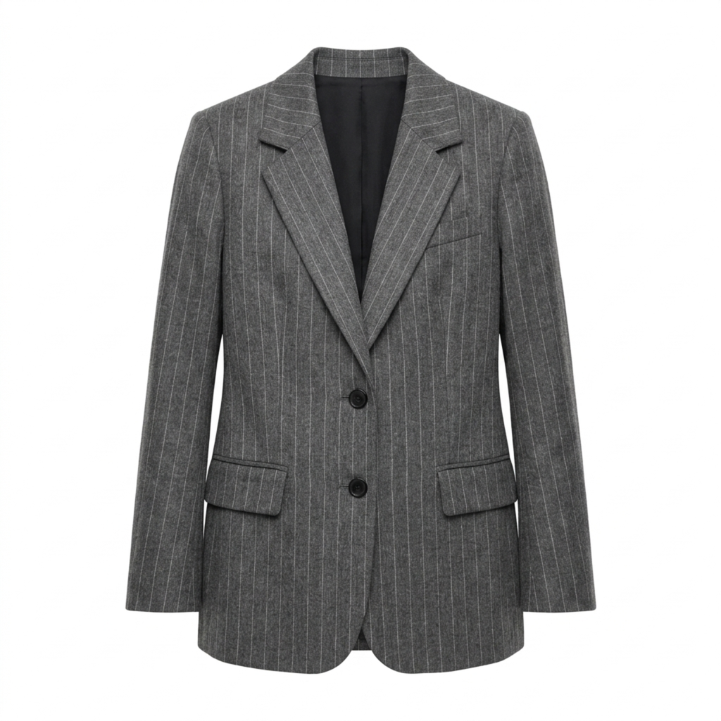 Blazer en Polyester Femme – Rayures Fines et Coupe Ample Décontractée
