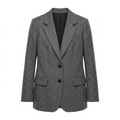 Blazer en Polyester Femme – Rayures Fines et Coupe Ample Décontractée