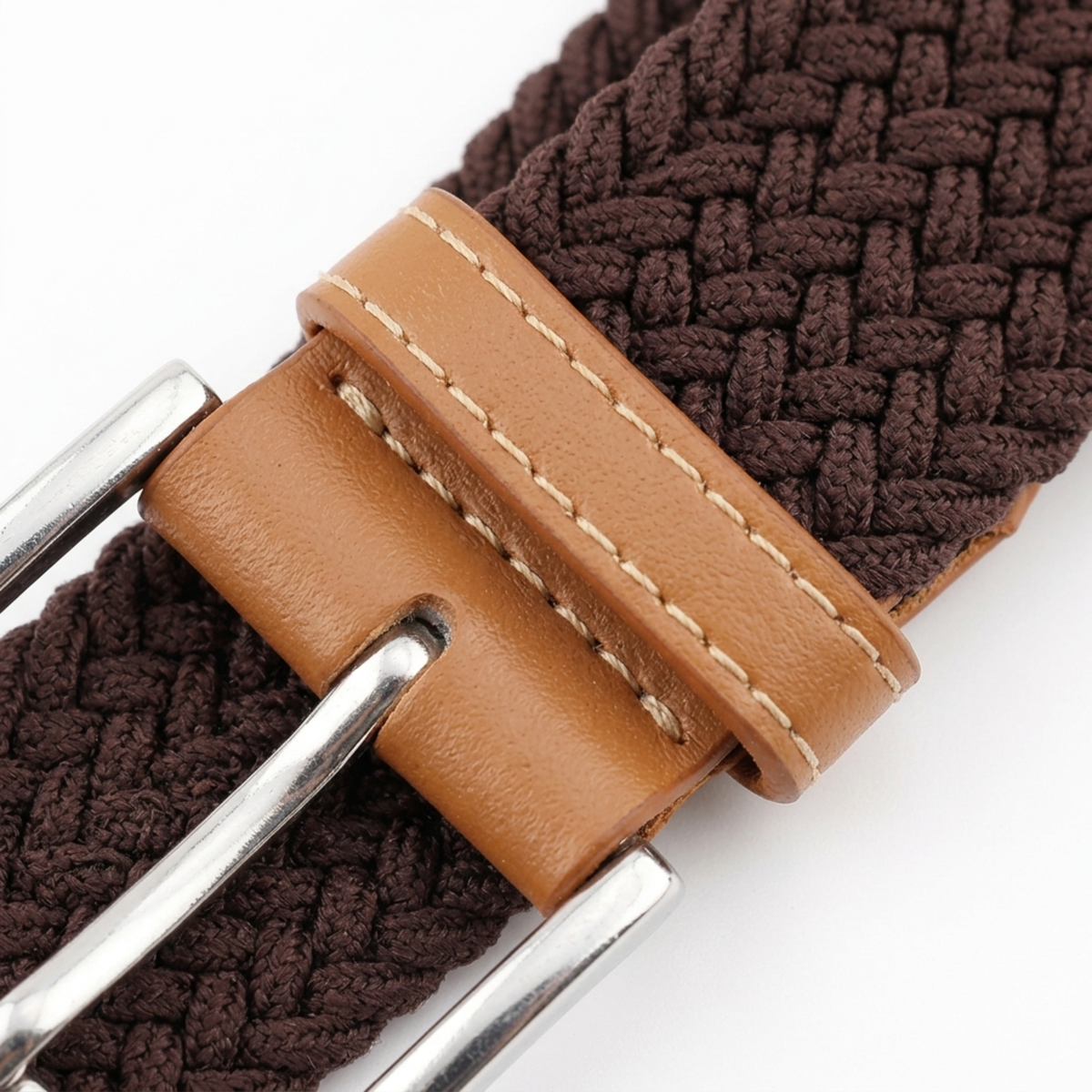 Ceinture tressée homme — finitions en cuir — réglable et décontractée