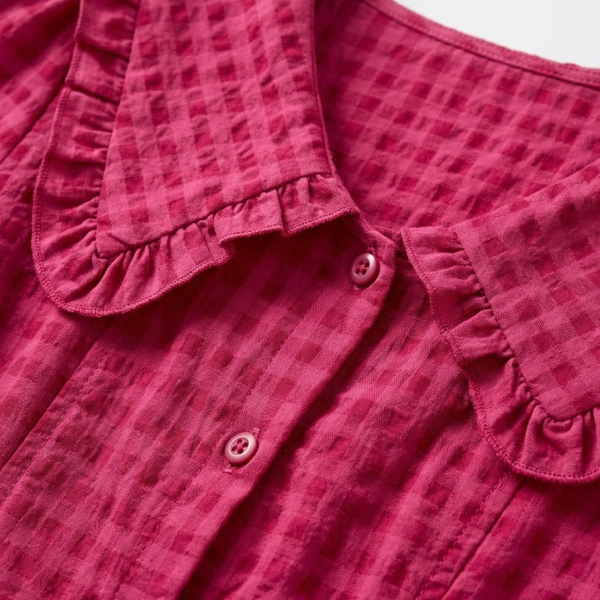 Robe Longue à Carreaux avec Col Claudine et Manches Bouffantes pour Femmes