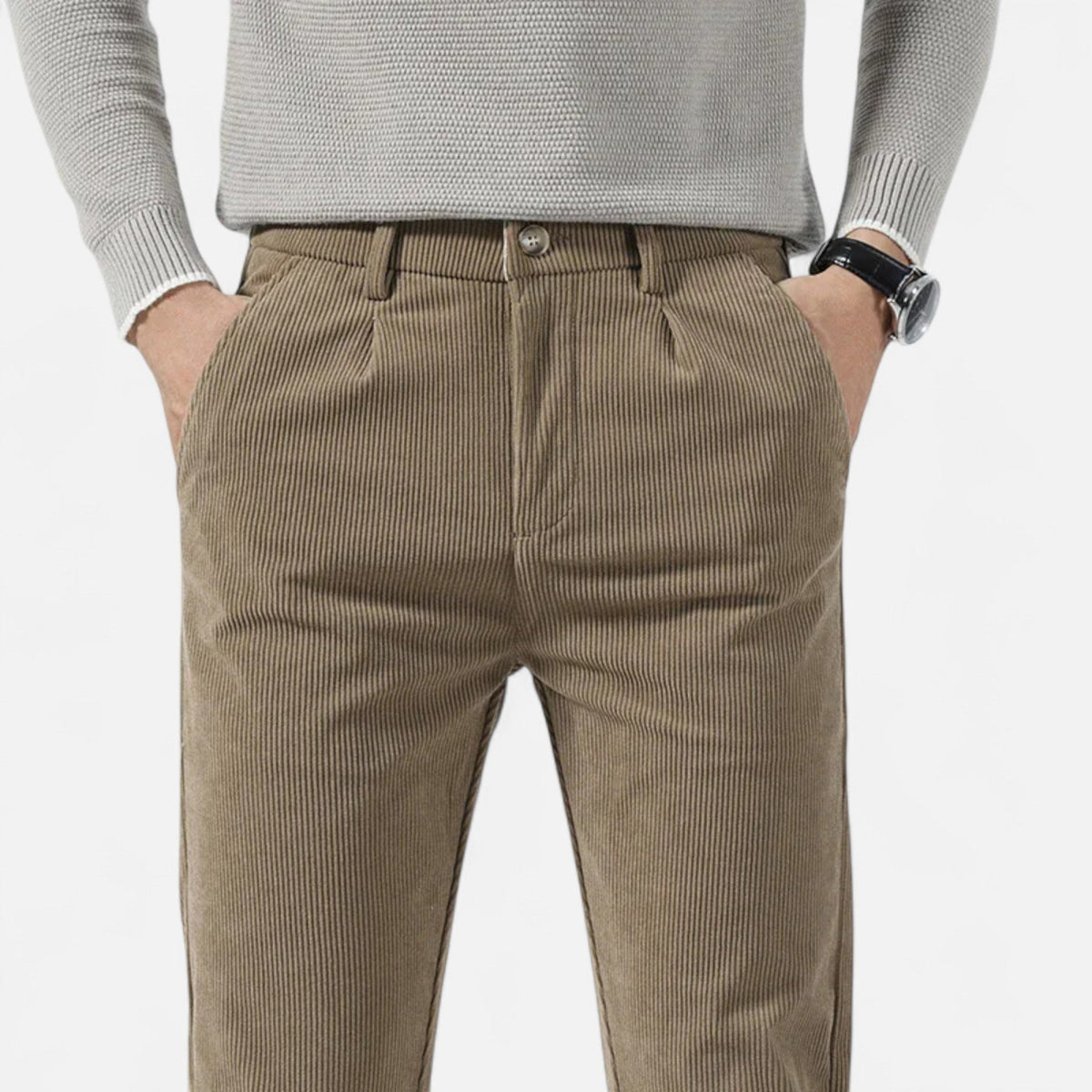 Ancienne Monde | Pantalon Homme en Velours Côtelé Coupe Droite Classique