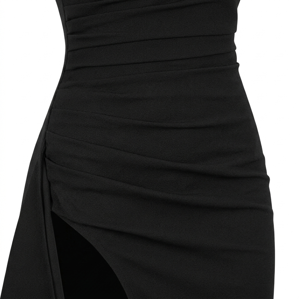 Robe de soirée longue — coupe sirène froncée avec fente | gala formel