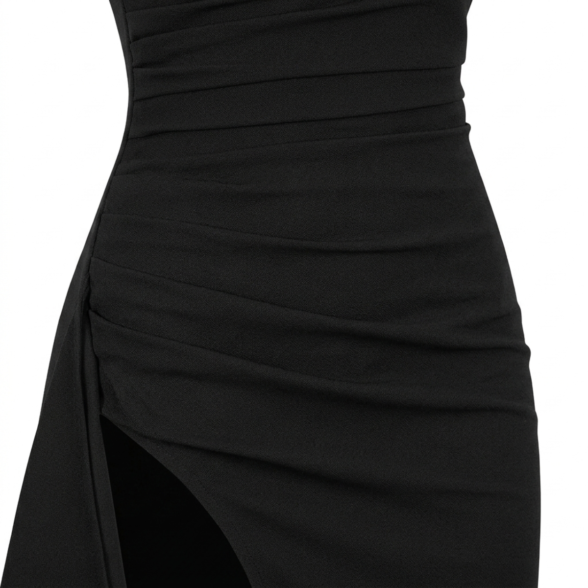Robe de soirée longue — coupe sirène froncée avec fente | gala formel