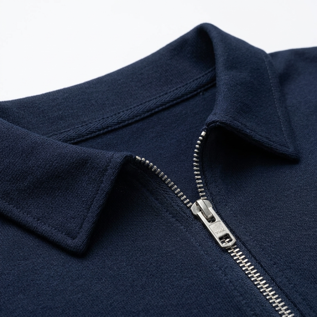 Polo homme avec col zippé et manches courtes — détente