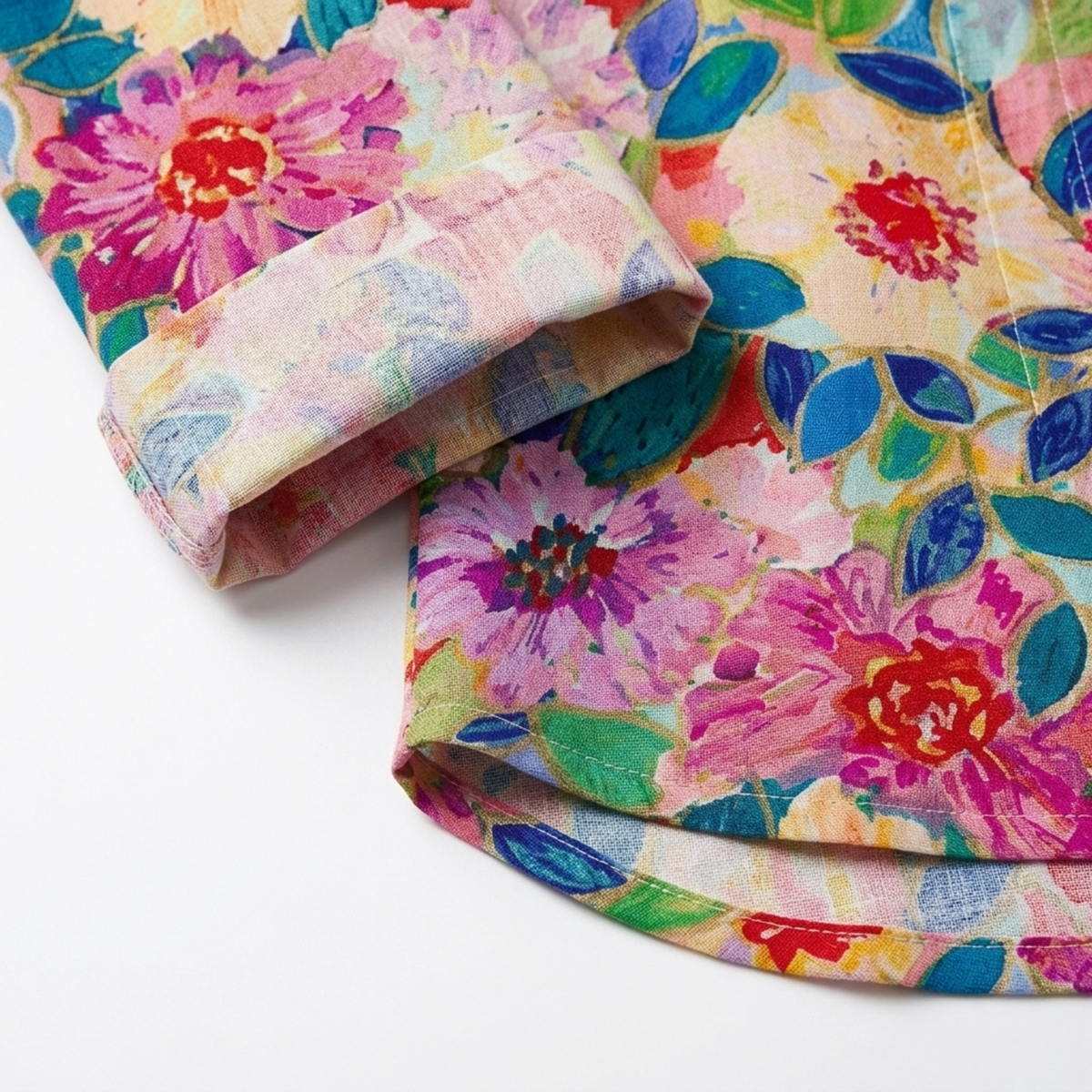 Blouse imprimée fleurs — manches trois-quarts boutonné — loisirs