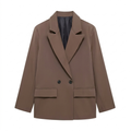 Blazer en Polyester Femme – Croisé et Poches Coupe Ample Intemporelle