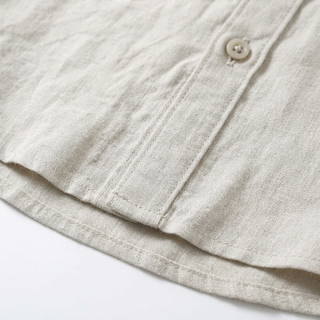 Chemise en lin homme à col officier et manches courtes — été