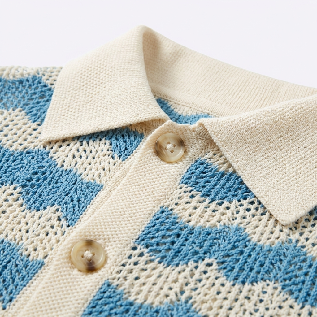 Polo homme en maille jacquard boutonné — vacances