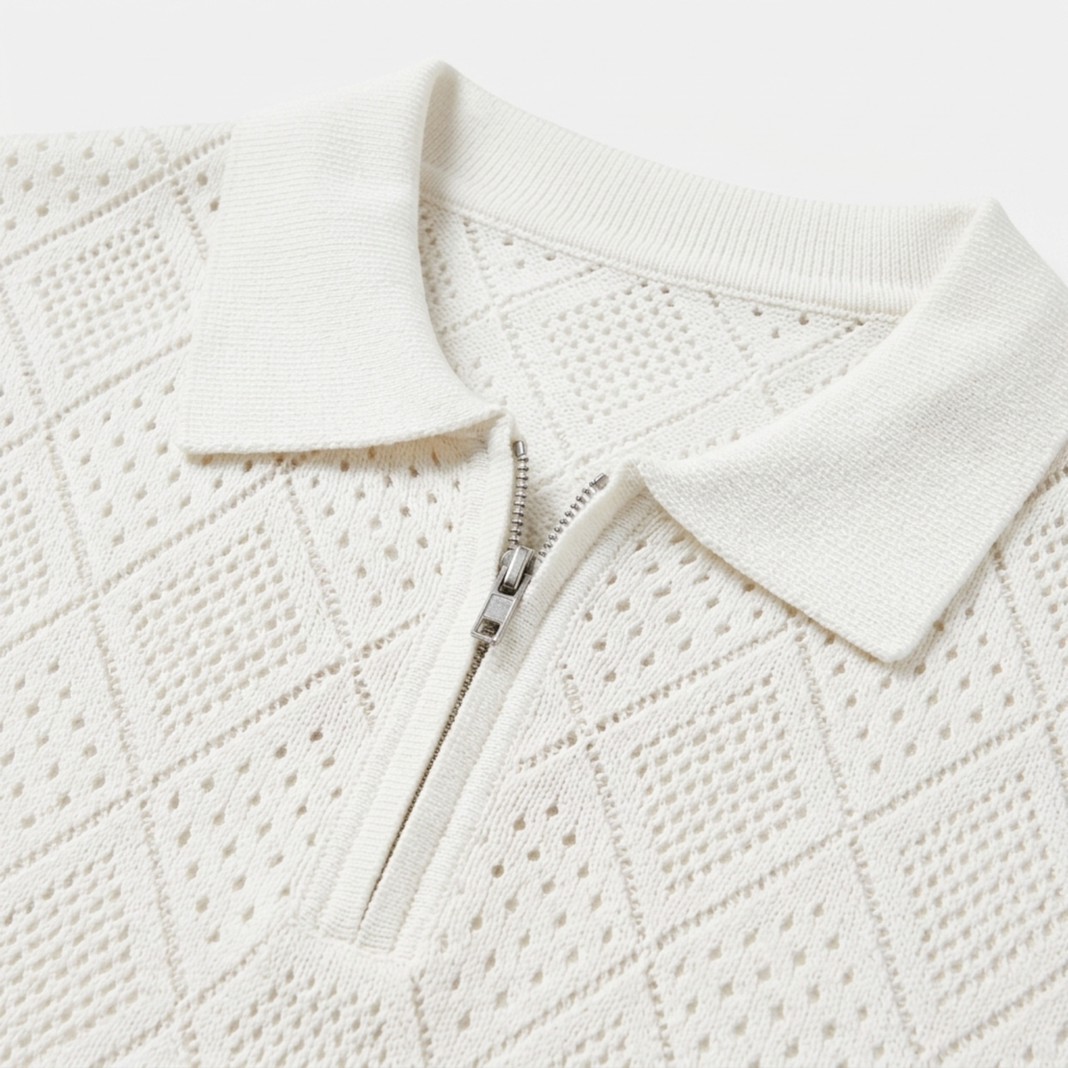 Polo homme en maille ajourée avec fermeture éclair — voyage