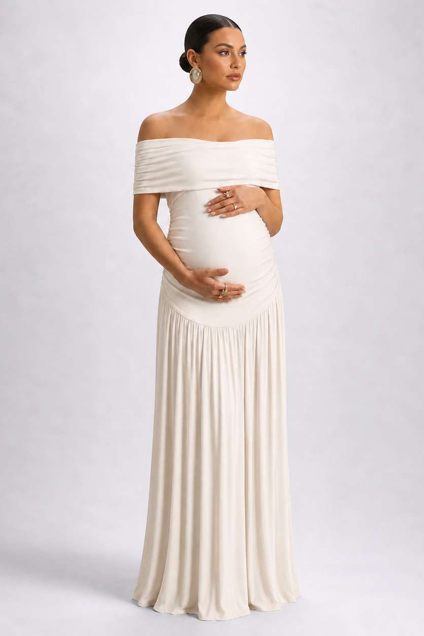 Robe maternité longue épaules dénudées grossesse