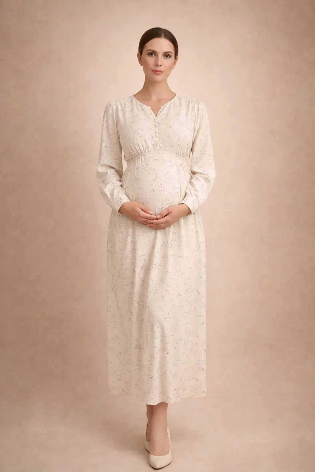 Robe grossesse longue fleurie taille empire