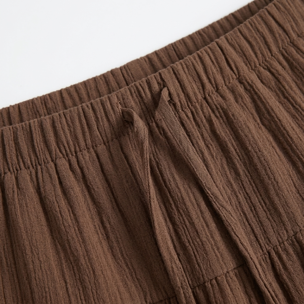 Jupe longue grande taille pour femme à panneaux et cordon de serrage