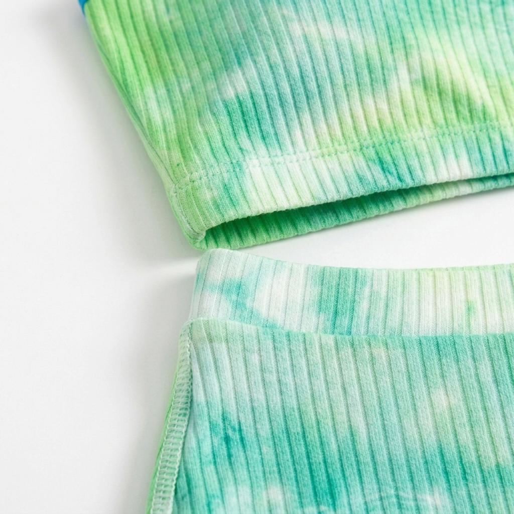 Bikini deux pièces grande taille pour femme à taille haute effet tie-dye
