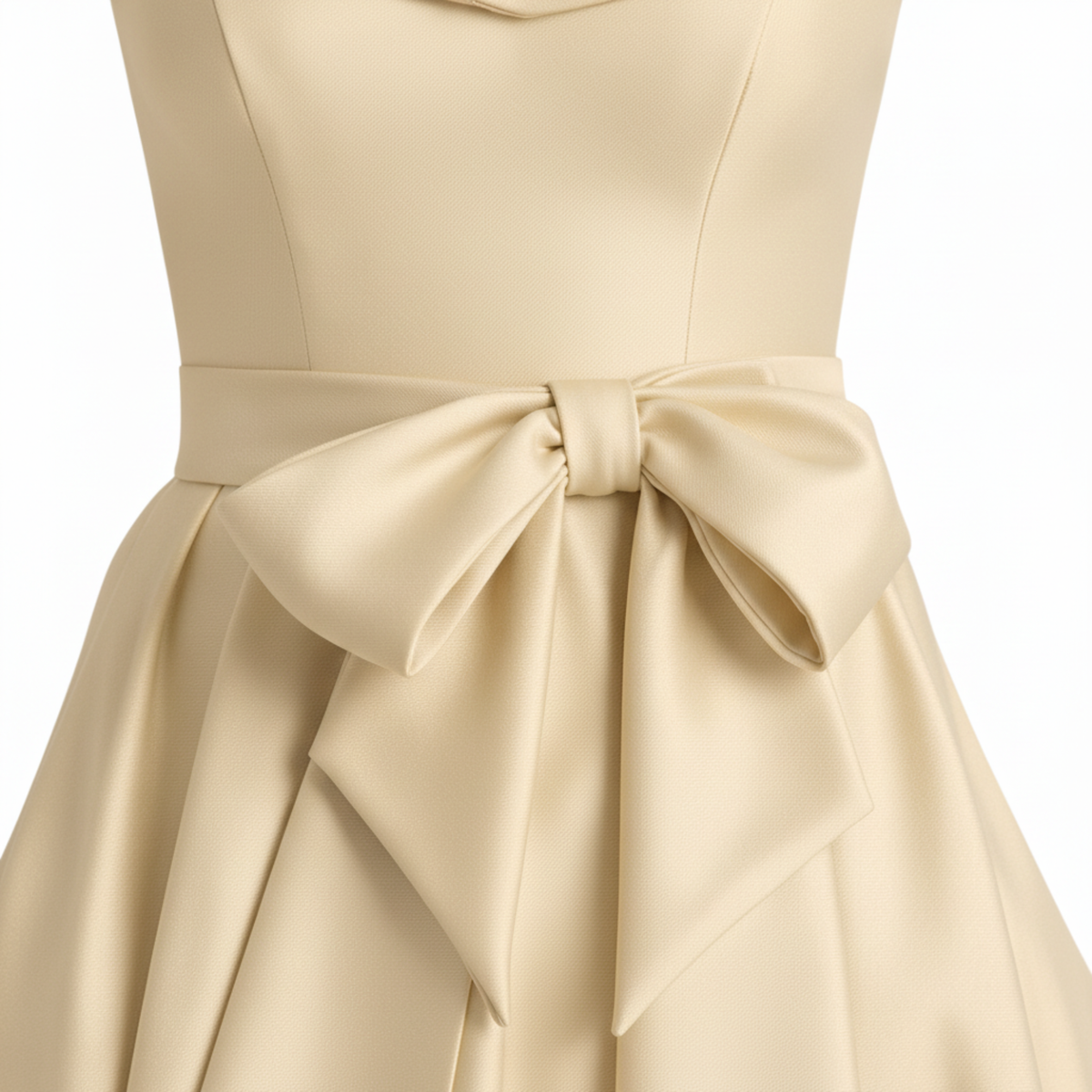 Robe Invitée de Mariage Midi Évasée à Épaules Dénudées avec Nœud à la Taille