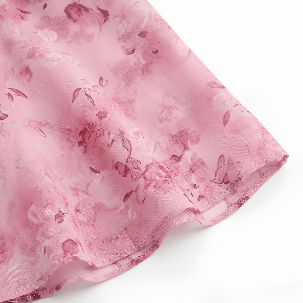 Robe Invitée de Mariage Maxi Florale à Manches Volantées et Col Cœur