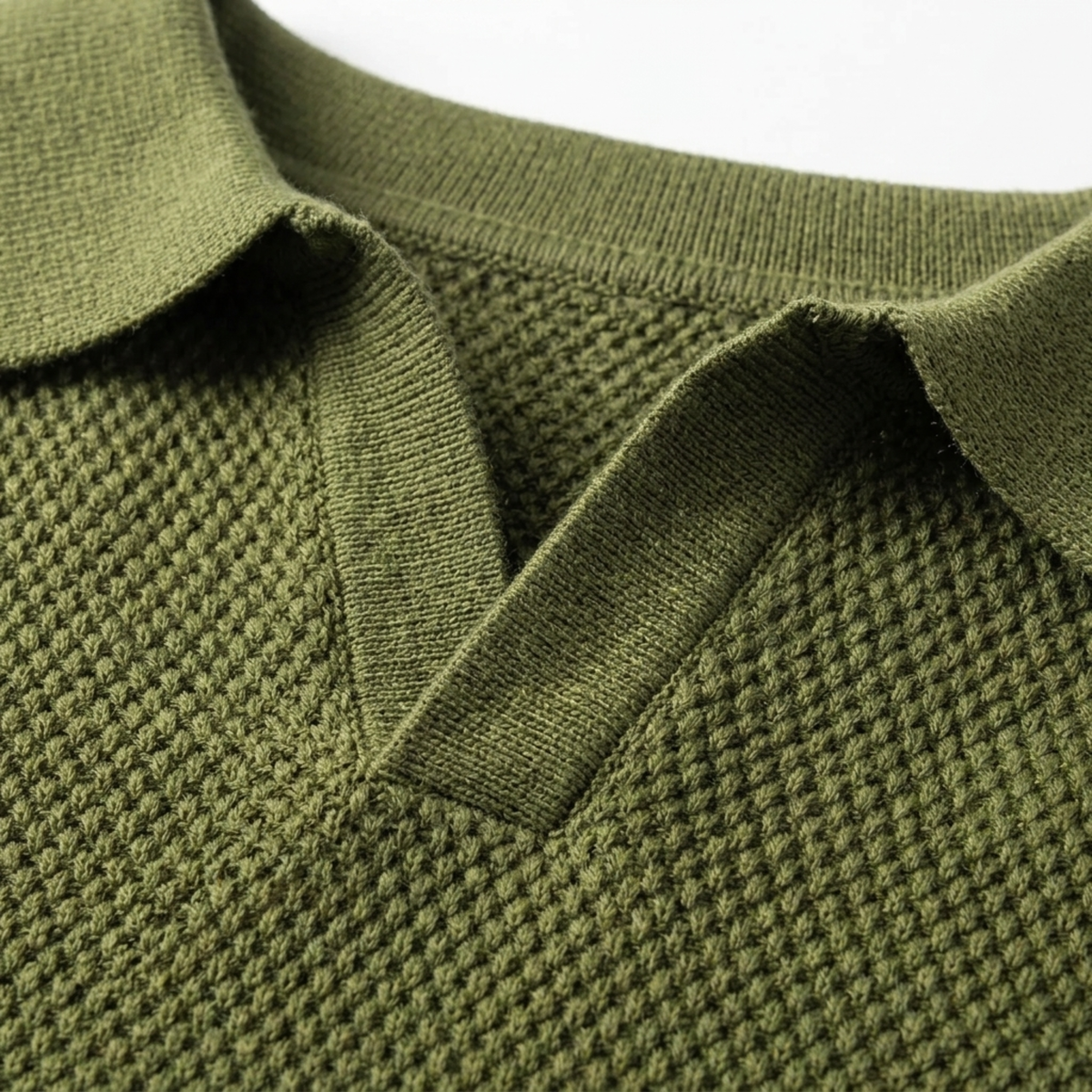 Polo homme en maille piquée texturée à manches courtes — détente