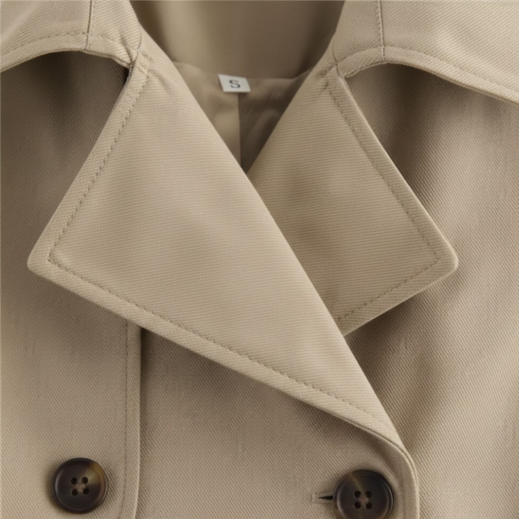 Trench-coat court pour femme à double boutonnage style vintage et chic