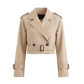 Ancienne Monde | Trench Court Femme Double Boutonnage Style Vintage