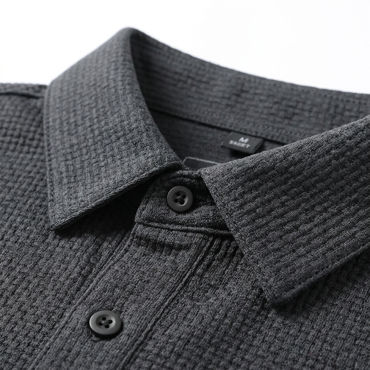 Polo homme à texture gaufrée et manches courtes — bureau &amp; détente