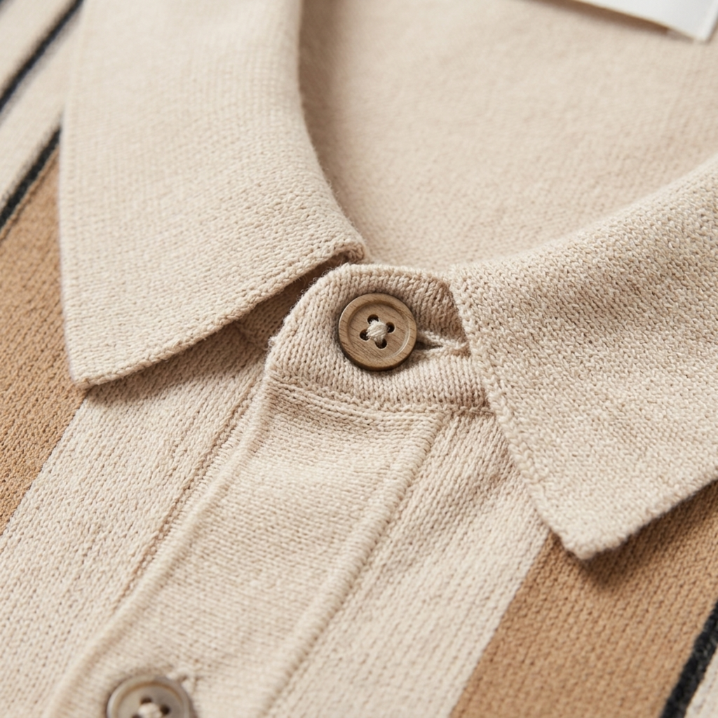 Chemise en maille homme — rayures verticales — coupe décontractée