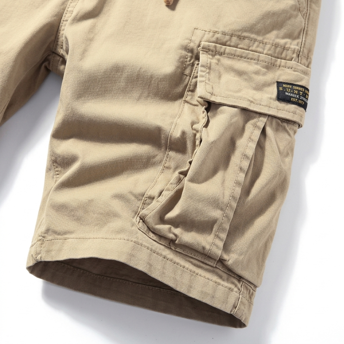 Bermuda cargo en coton — style utilitaire multi-poches — vacances