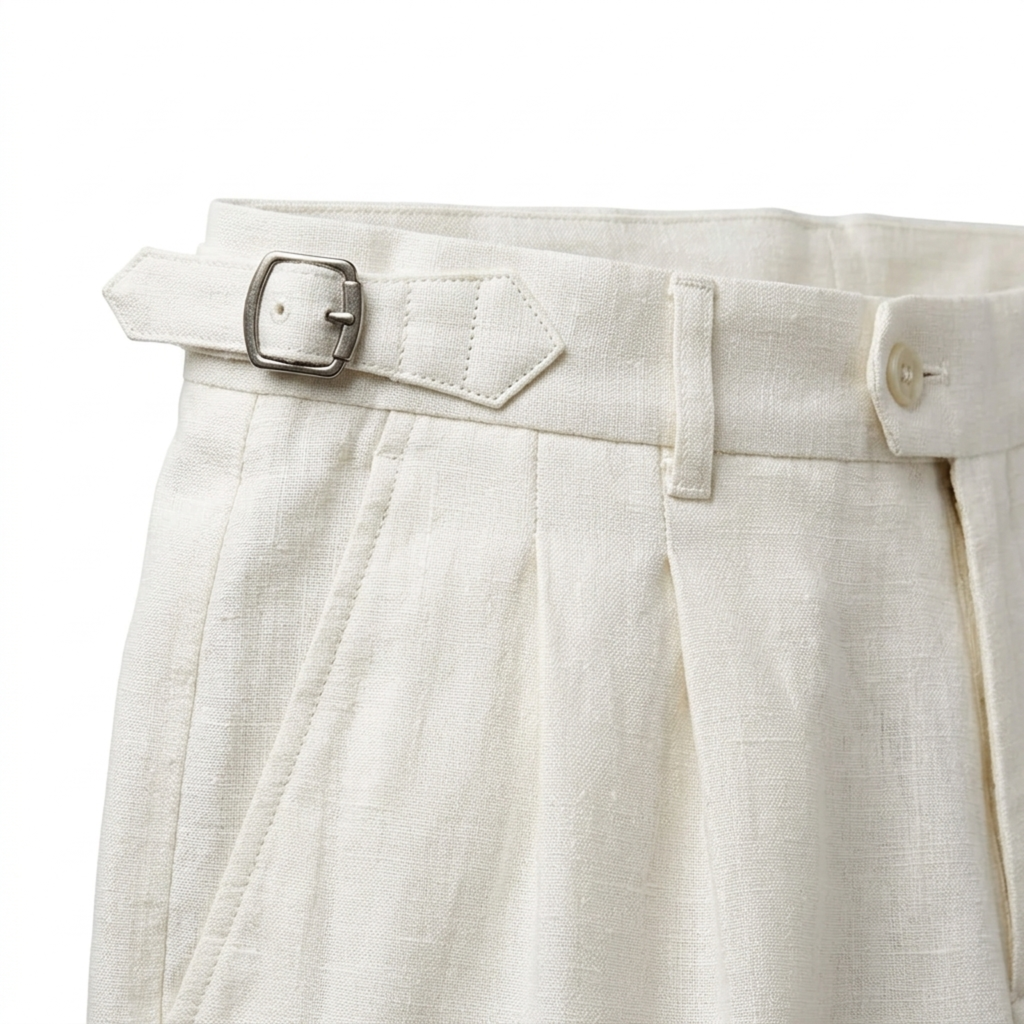 Pantalon habillé homme — 100 % lin — double pli — cérémonies formelles