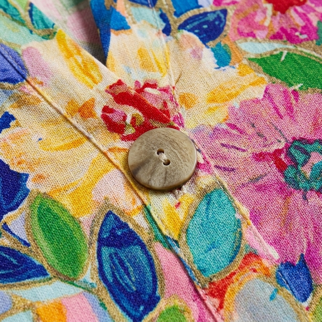 Blouse imprimée fleurs — manches trois-quarts boutonné — loisirs