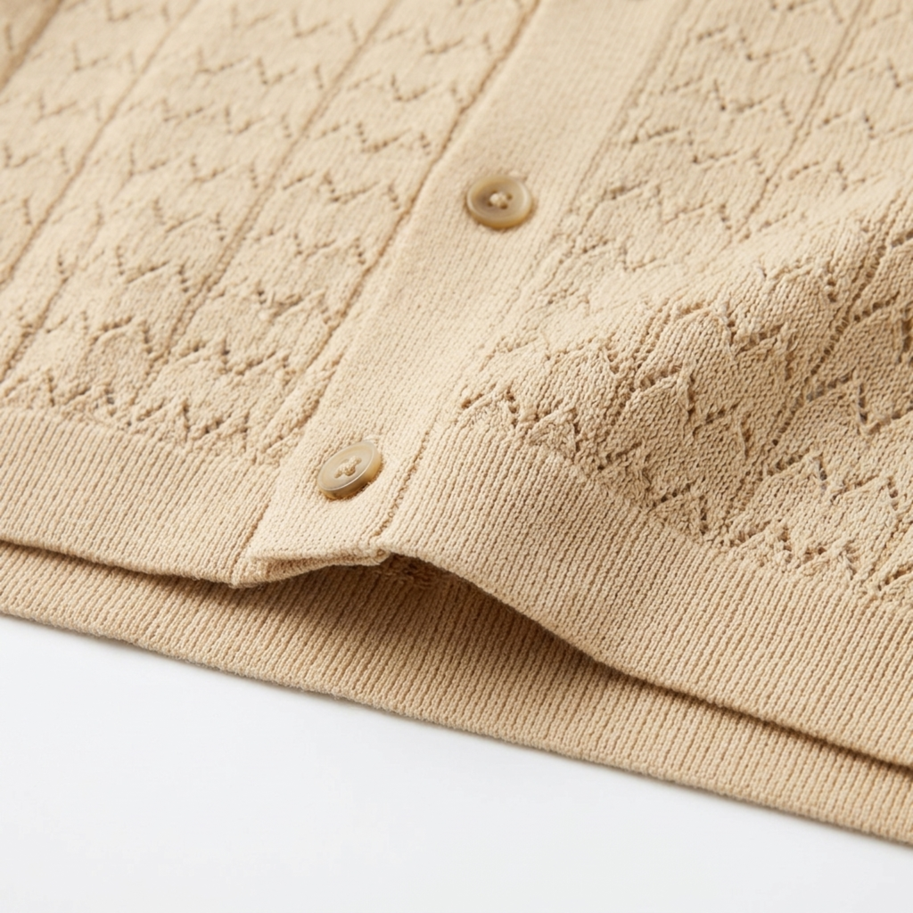 Polo en maille pour homme — motif jacquard — style rétro décontracté