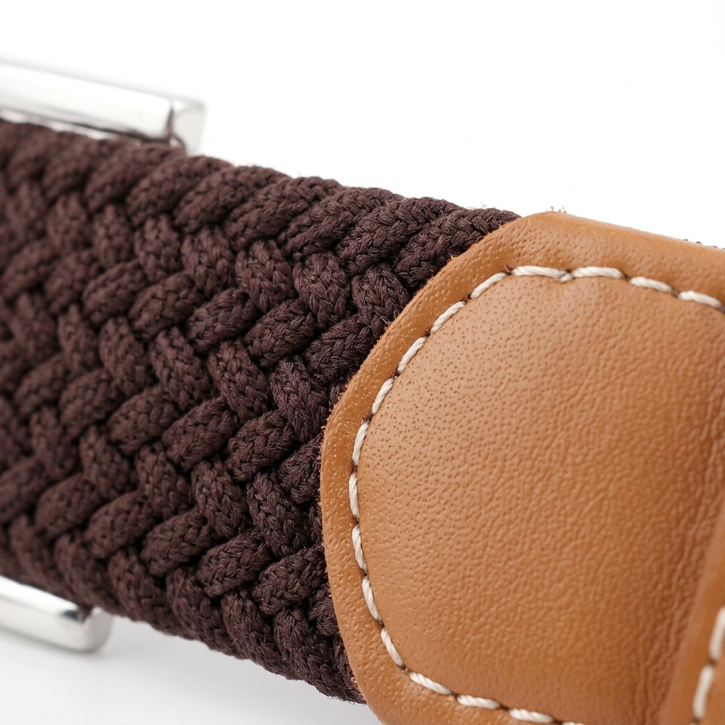 Ceinture tressée homme — finitions en cuir — réglable et décontractée