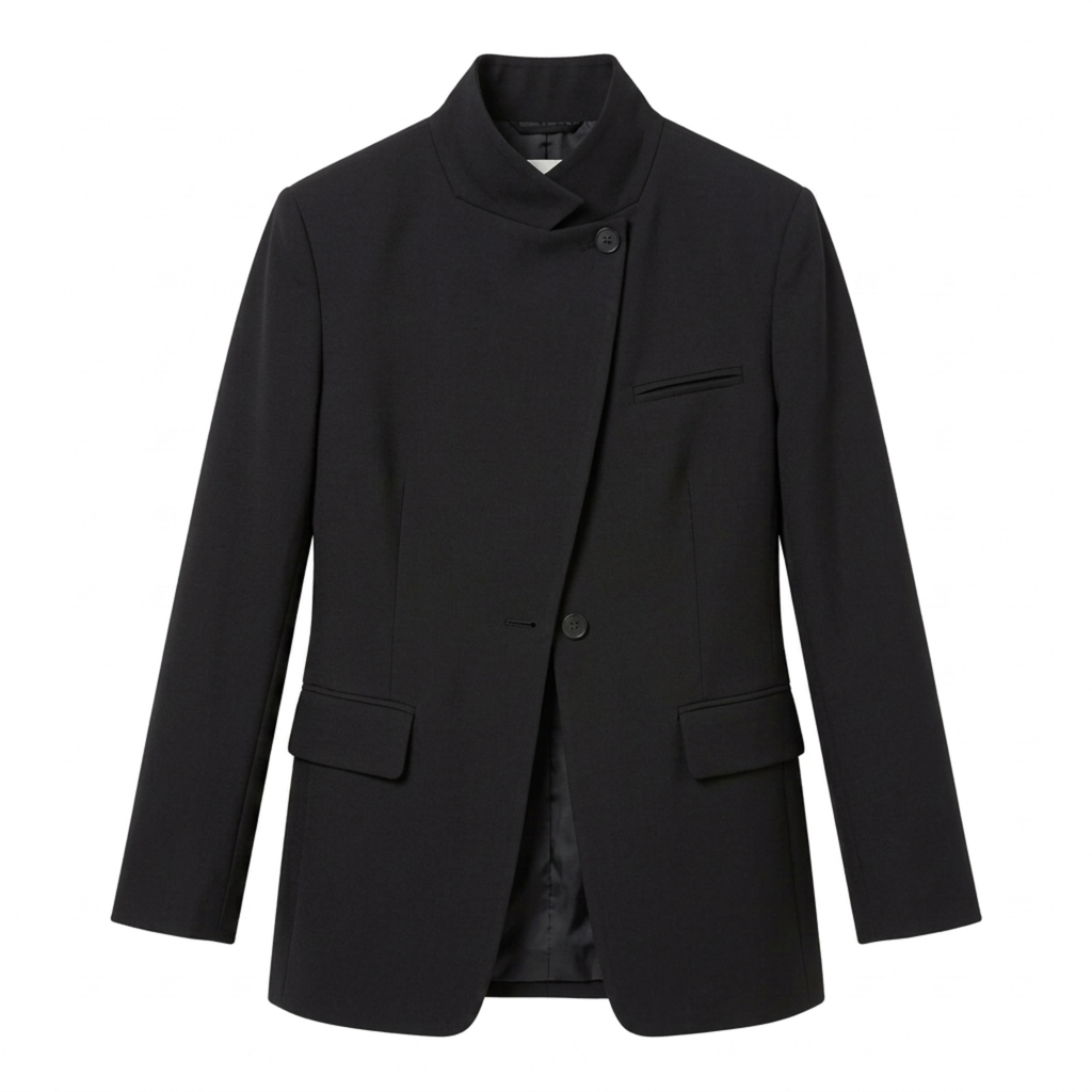 Blazer en Polyester Femme – Asymétrique et Bouton Unique Coupe Ajustée