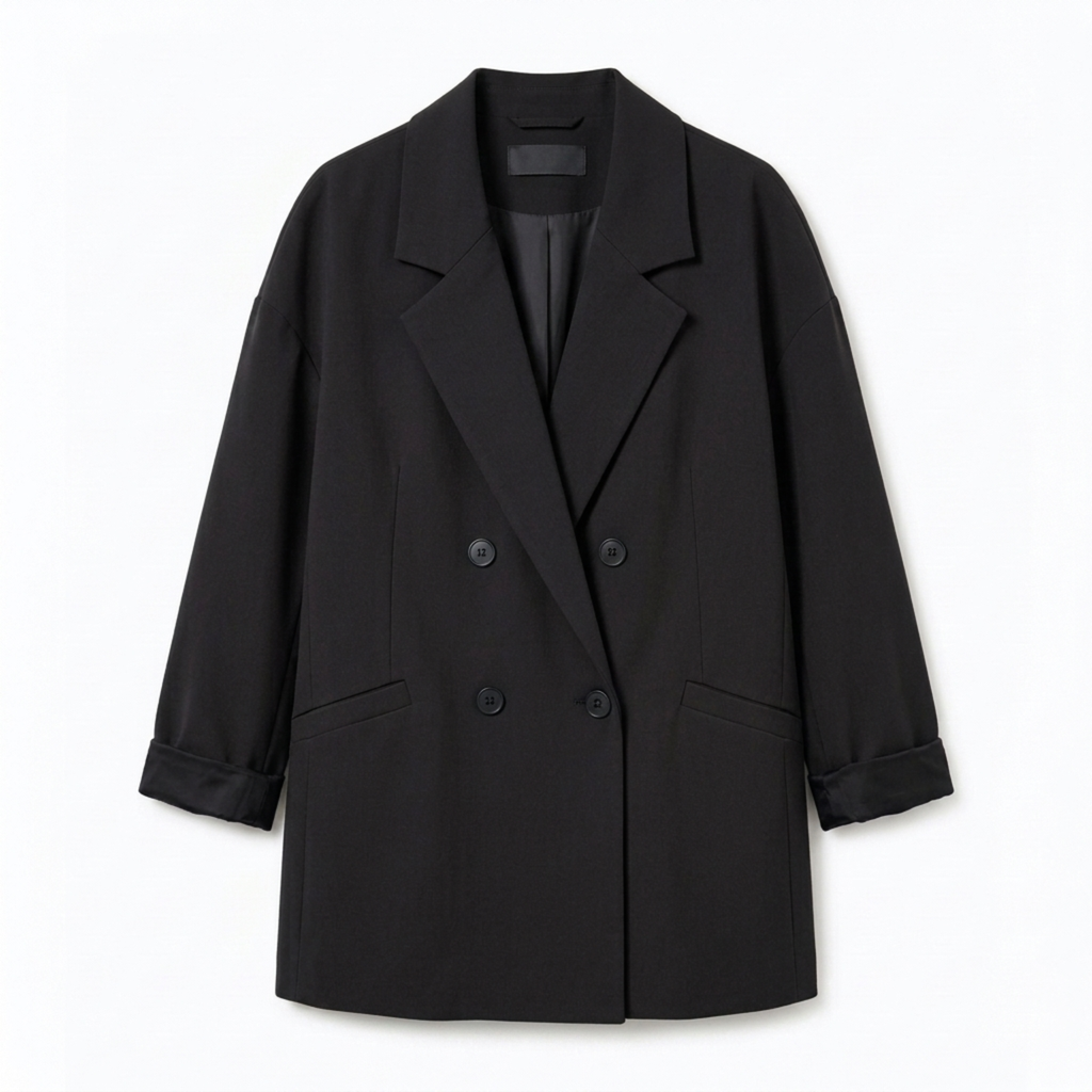 Blazer en Polyester Femme – Croisé et Coupe Oversize Moderne Décontractée