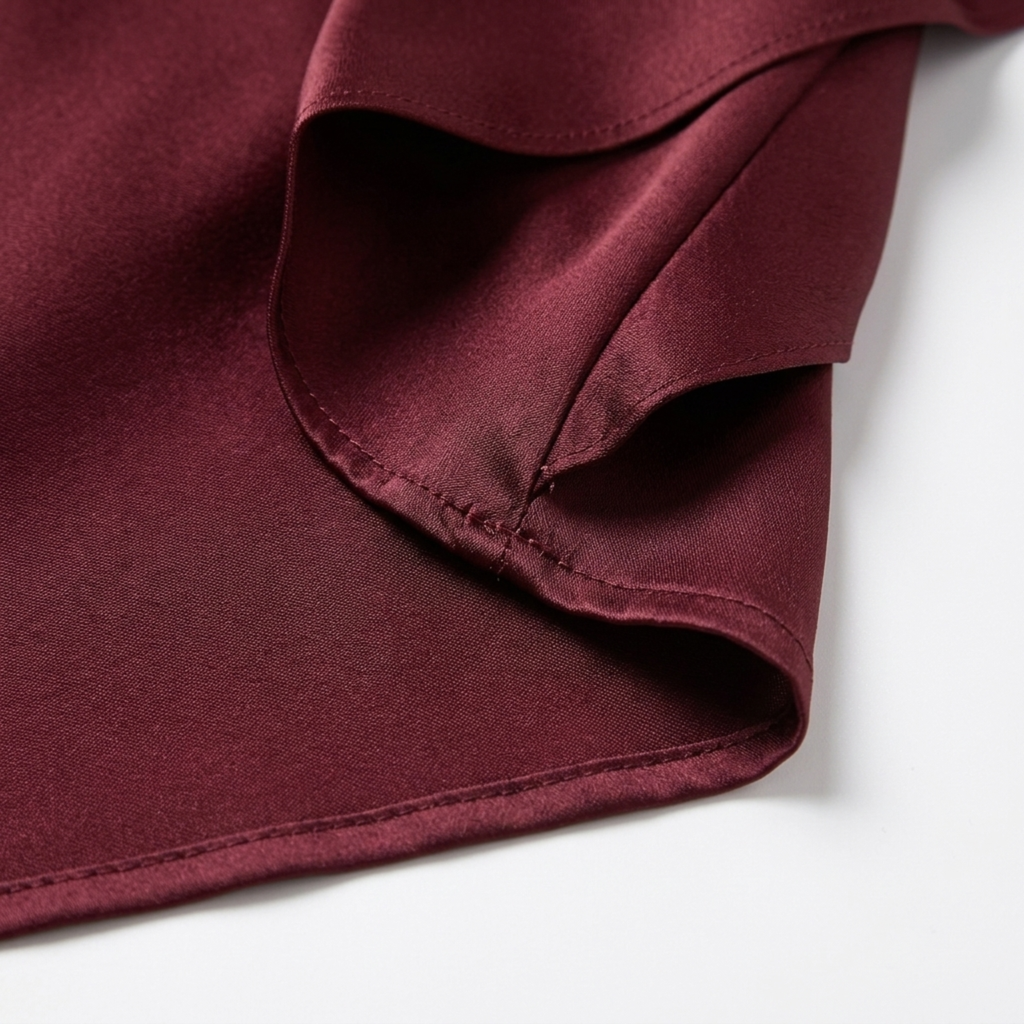 Robe longue femme — satin à ourlet asymétrique et volants | soirée chic