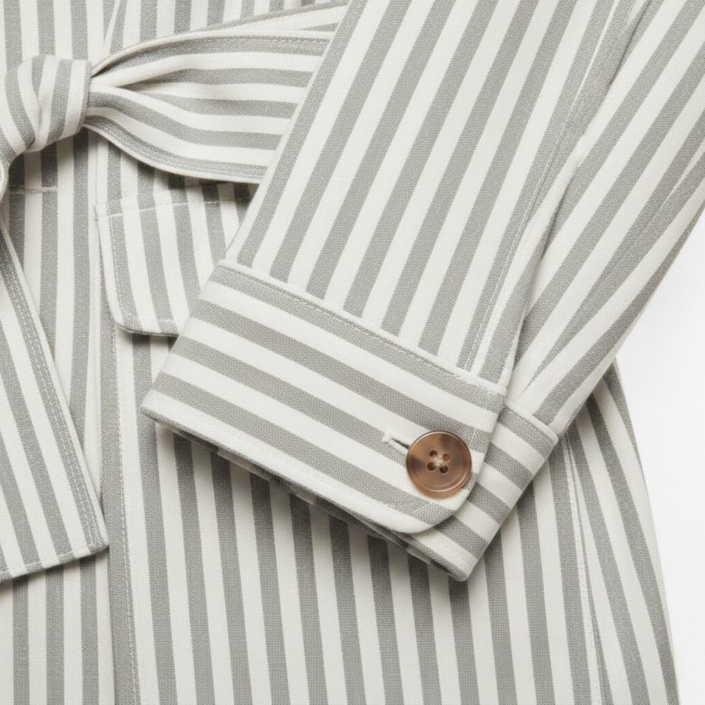 Veste Saharienne Rayée pour Homme – Ceinture et Poches Pratiques