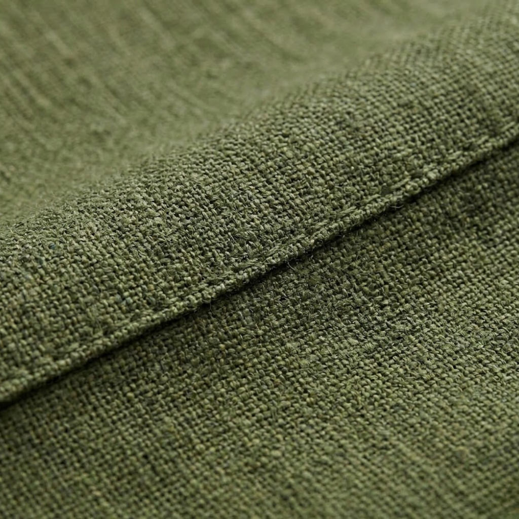 Chemise en Coton et Lin à Manches Courtes avec Col Rabattu pour Homme