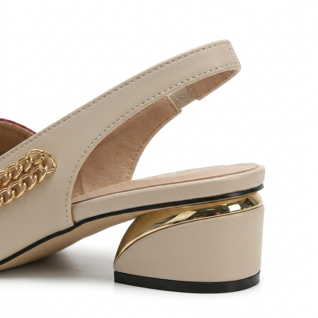 Nu-pieds slingback femme — talon carré et bout ouvert — bureau